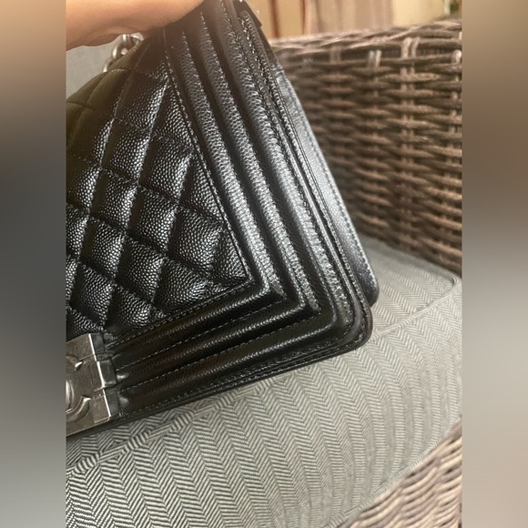 Chanel Boy Bag Black Caviar Silver Ruthenium Hardware  With Card - Picture 14 of 17